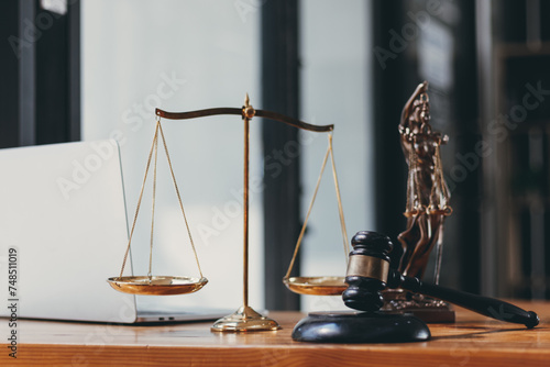 A judge gavel is prepared in the courtroom to be used to give a signal when the verdict is read after the trial is completed. Concept judge gavel is prepared to symbolize the decision in a court case.
