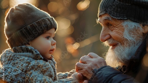 Intergenerational Bonding: A Touching Moment Between an Elderly Man and an Infant Generative AI
