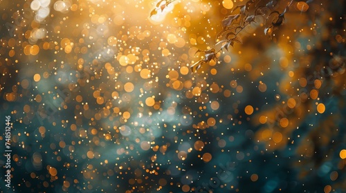 Illustrate the tranquil beauty of bokeh lights in nature, blending the organic with the ethereal