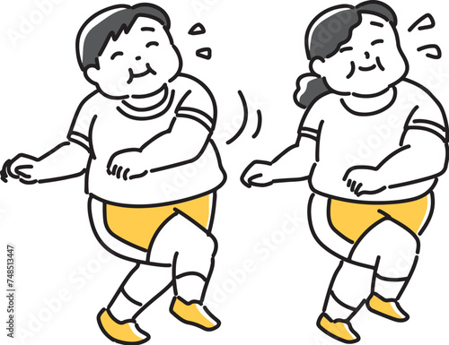 ダンスをするぽっちゃりした男女