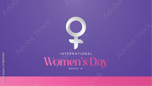 International women's day. Vector illustration of woman symbol on purple background. Suitable for banners, web, social media etc