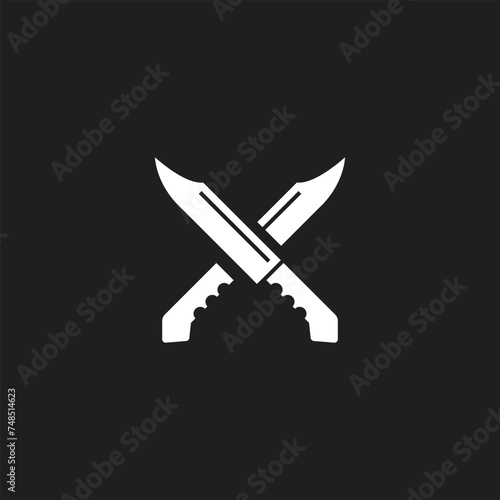 Hunting knife black icon. Set of hunting knife icons on white background. Vector illustration.