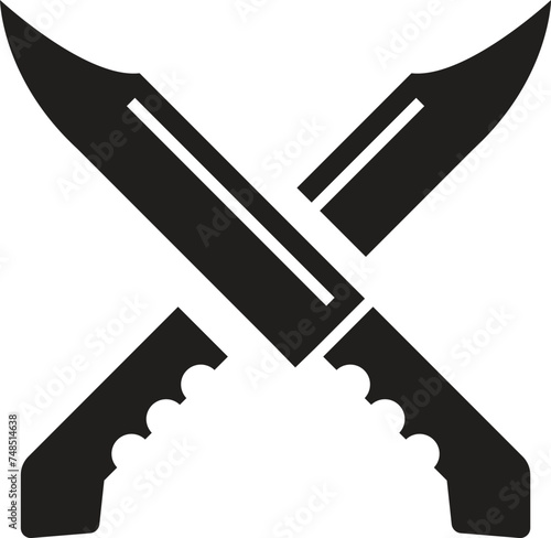 Hunting knife black icon. Set of hunting knife icons on white background. Vector illustration.