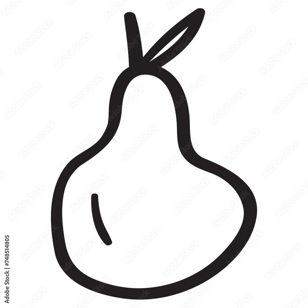 Pear. Fruit. Outline isolated icon. Vector illustration on white background. Pear. Fruit. Outline isolated icon. Vector illustration on white background.
