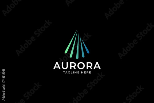 letter a with aurora sunburst modern logo design for industry technology company business