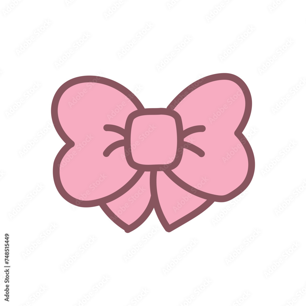 Cute ribbon icon. Hand drawn illustration of a red bow isolated on a white background. Kawaii sticker. Vector 10 EPS. Cute ribbon icon. Hand drawn illustration of a red bow isolated on a white background. Kawaii sticker. Vector 10 EPS.