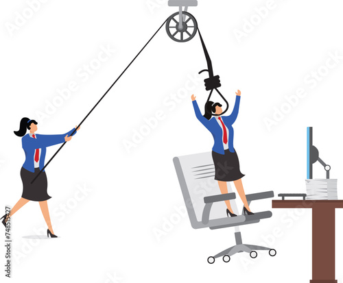 Conspiracy,Hanging Gallows, Conspiracy, Execution Equipment, Handshake, Businesswoman,
