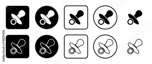 Icon set of nipple symbol. Filled, outline, black and white icons set, flat style.  Vector illustration on white background