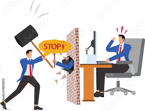 Stop violence, A hand is stopping office bullying, Businessman,