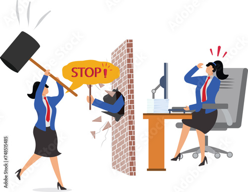 Stop violence, A hand is stopping office bullying, Businesswoman,