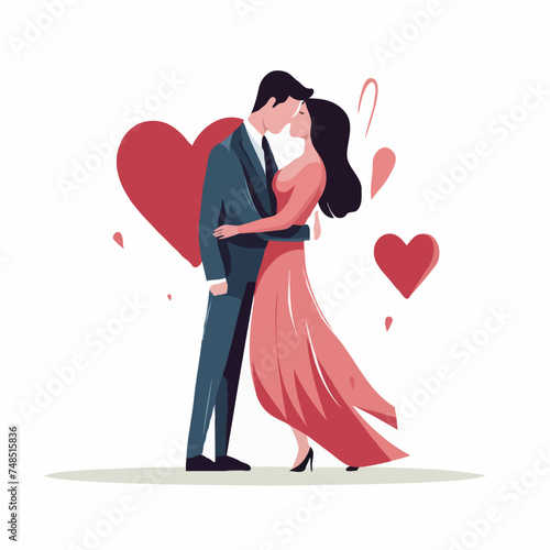 loving bride and groom with heart