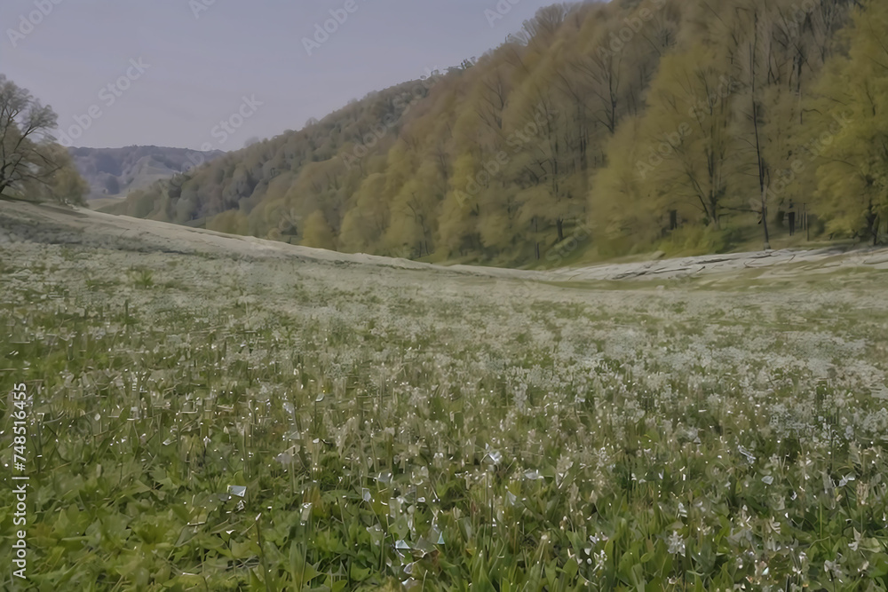 Obraz premium meadow with flowers generative ai,