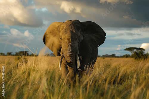 majestic elephant at sunset, AI generated © Frédéric Prochasson