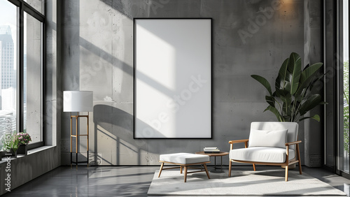 Minimalist Showcase: Blank Poster Mockup in a Clean, Modern Interior