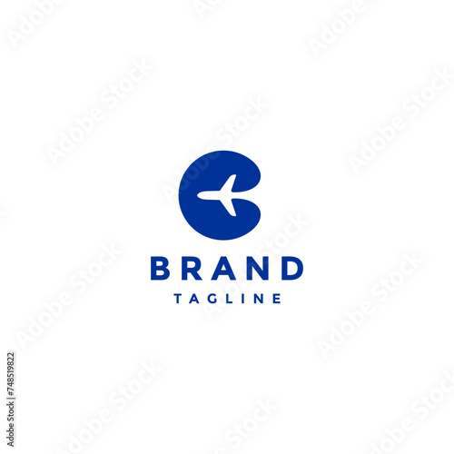Initial Letter C With Plane Icon Inside Logo Design. Plane Icon Inside Letter C Logo Design.
