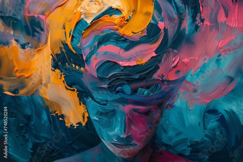 Fototapeta Naklejka Na Ścianę i Meble -  abstract wallpaper version of depression and anxiety in vibrant colors