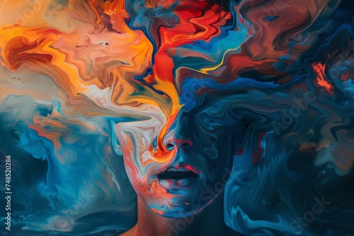 abstract wallpaper version of depression and anxiety in vibrant colors photo