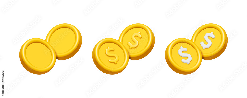 3d gold coins with dollar sign isolated on transparent background ...