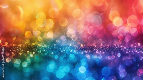 Depict a vibrant tapestry of rainbow bokeh lights, weaving a background of textures and colors