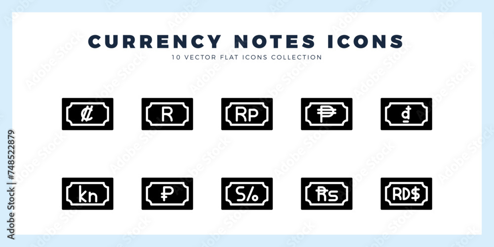 10 Currency Note Glyph icon pack. vector illustration. 10 Currency Note Glyph icon pack. vector illustration.