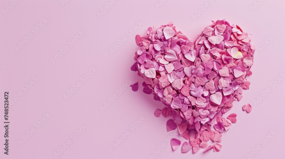 Obraz premium Valentine's day, wedding, love concept. made of pastel confetti isolated on pink background.