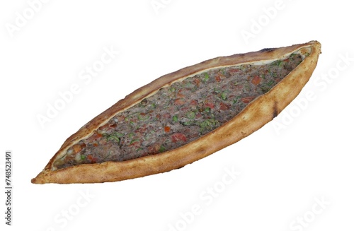 Minced meat pita, Traditional Turkish pita, isolated on white background © Caltili