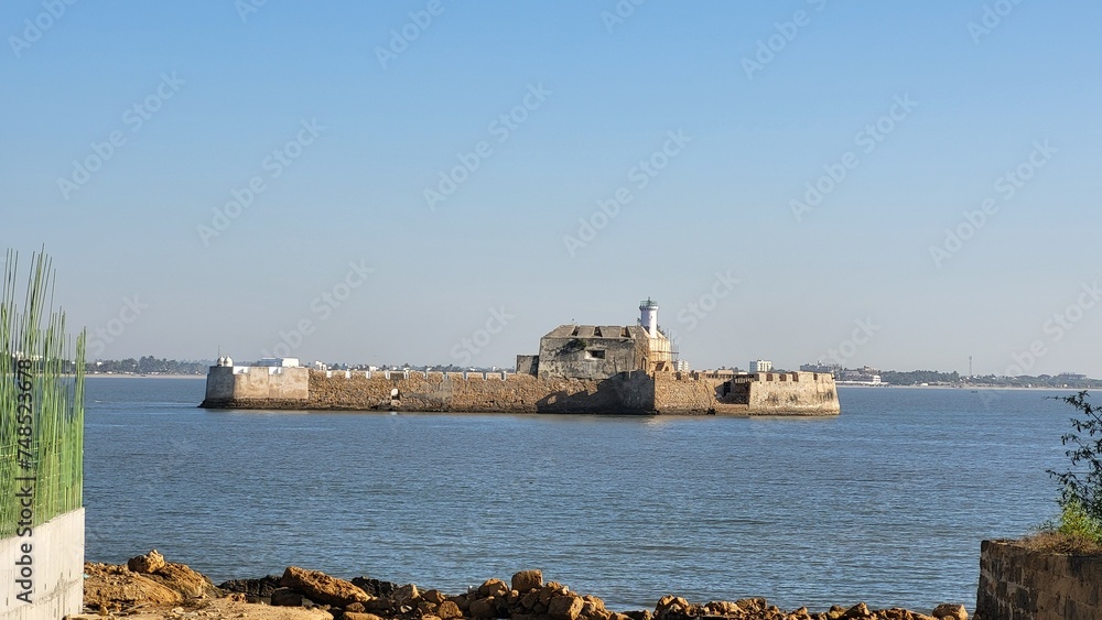 Diu, Dadra and Nagar Haveli and Daman and Diu India - Feb 23 2024: Diu fort - Built in the 16th century by the Portuguese, this sandstone fort features a lighthouse and 3 churches. Diu, Dadra and Nagar Haveli and Daman and Diu India - Feb 23 2024: Diu fort - Built in the 16th century by the Portuguese, this sandstone fort features a lighthouse and 3 churches.