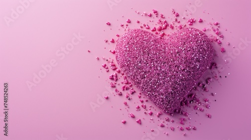 Valentine's day, wedding, love concept. made of pastel confetti isolated on pink background.