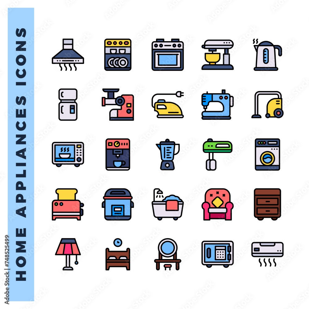 Obraz premium 25 Home Appliances Lineal Color icons pack. vector illustration.