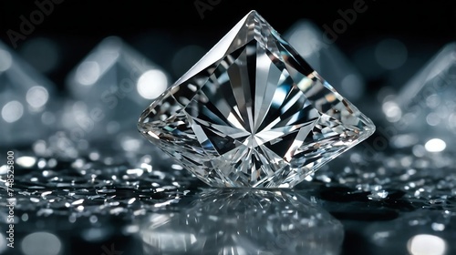Shiny sparkling diamond crystal texture close up from Generative AI
