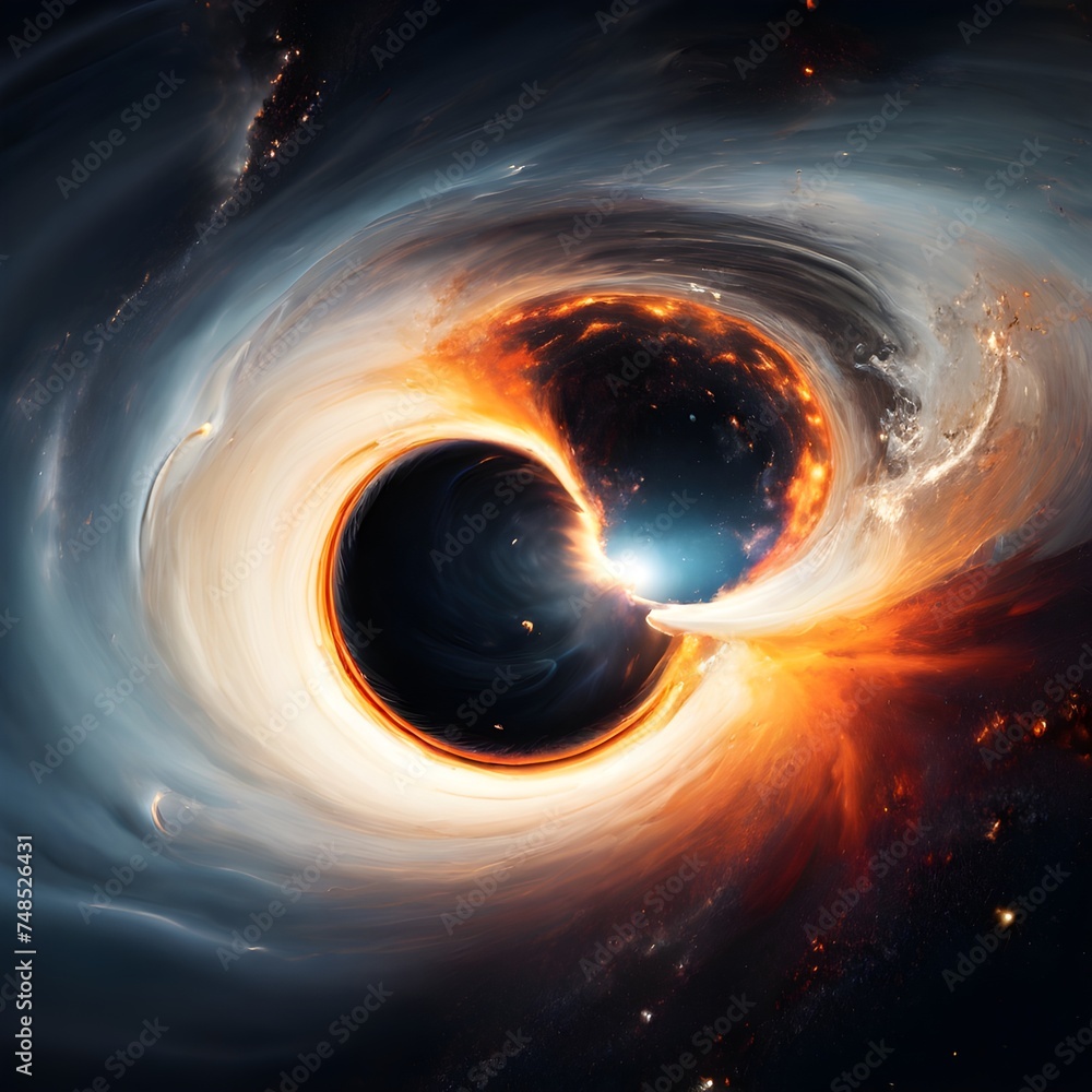 image depicting a collision between a black hole and a white hole in ...