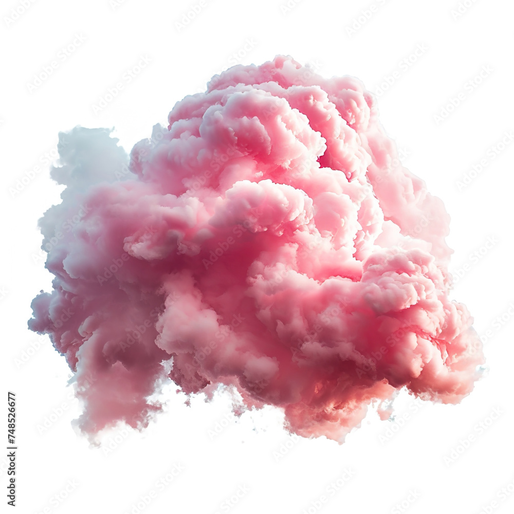 Pink cloud isolated on white background. Design element.