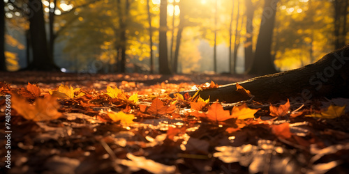  Autumn landscape with autumn trees and lake Pro Photo