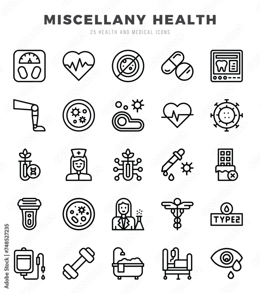 MISCELLANY HEALTH icons Pack. Lineal icons set. MISCELLANY HEALTH collection set. Simple vector icons. MISCELLANY HEALTH icons Pack. Lineal icons set. MISCELLANY HEALTH collection set. Simple vector icons.