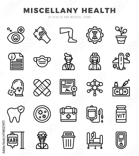 MISCELLANY HEALTH. Lineal icons Pack. vector illustration.
