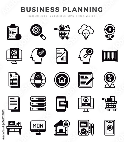 Business Planning Lineal Filled icons. Vector Lineal Filled illustration.