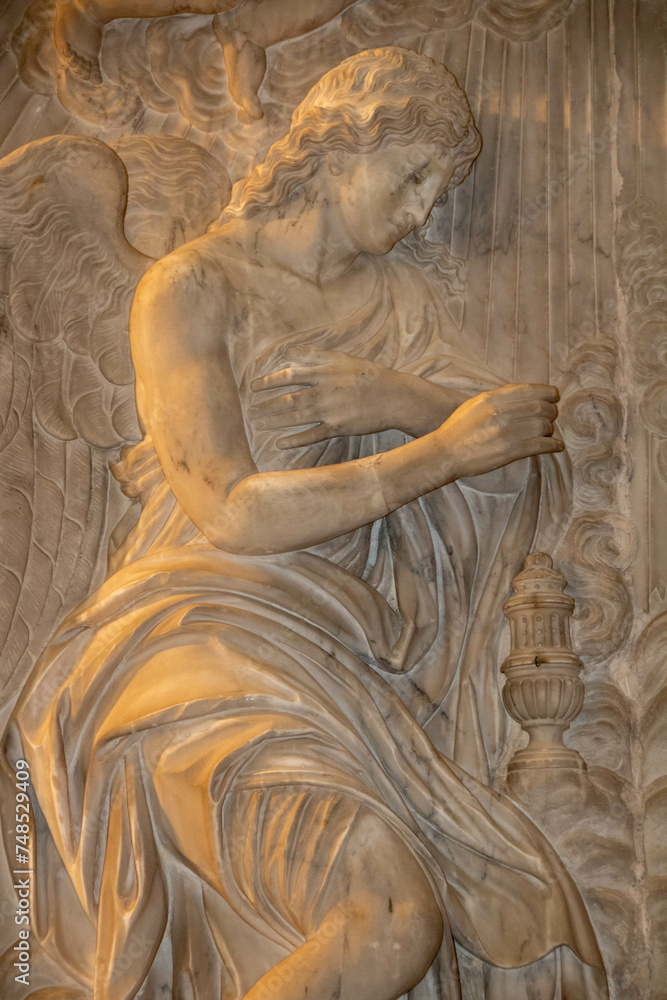 Bas relief with an angel in the cathedral of Termini Imerese