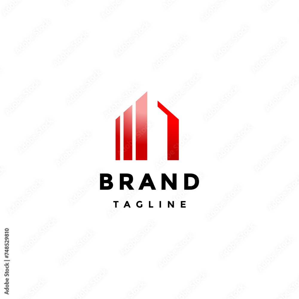 Simple Red Long Gate Silhouette Logo Design. Minimalist Lines House Silhouette Logo Design. Simple Red Long Gate Silhouette Logo Design. Minimalist Lines House Silhouette Logo Design.