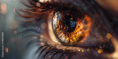 A close up of a human eye with a tear on the pupil