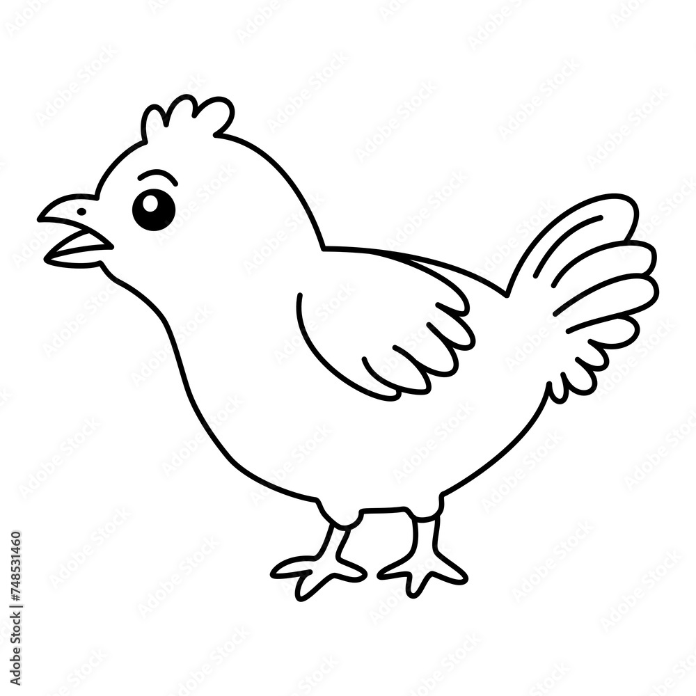 Fototapeta premium Chicken outline hand draw for coloring pages.