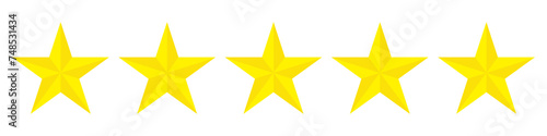 Five stars customer product rating review flat icon for apps and websites