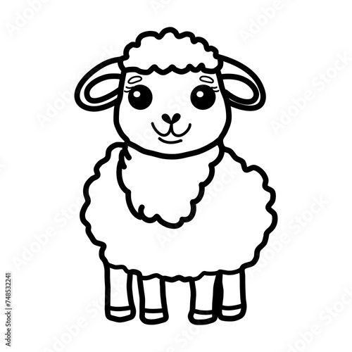 Sheep outline hand draw for coloring pages.