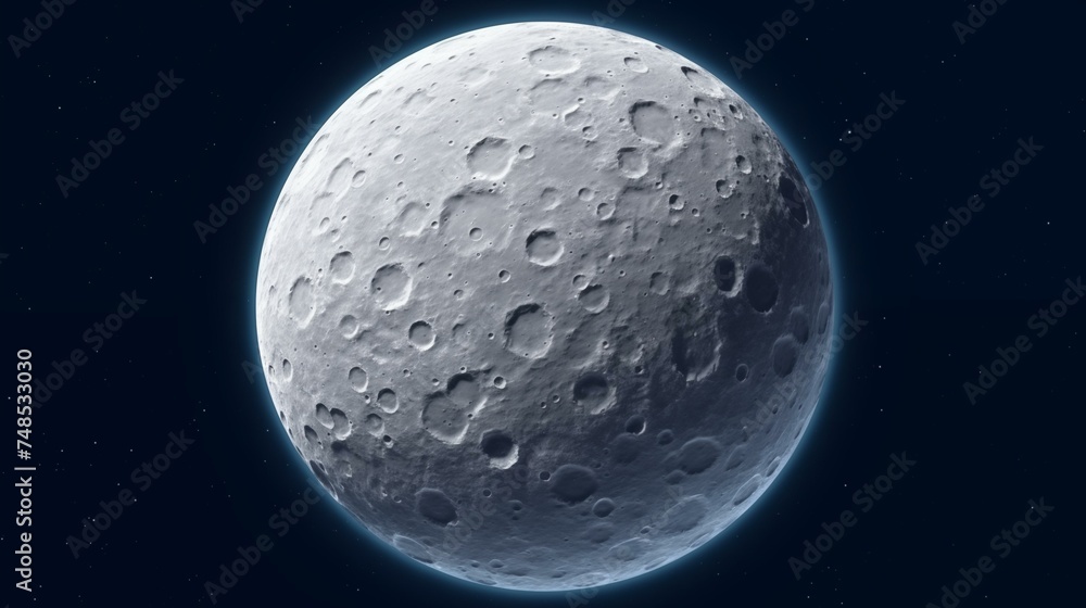 Detailed Lunar Surface Close-up Against Starry Night Sky Background - obrazy, fototapety, plakaty 