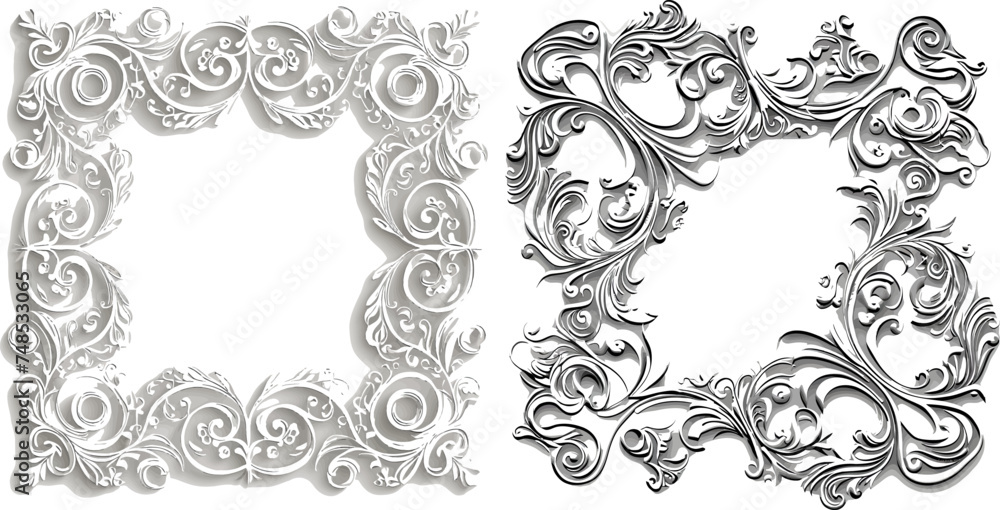 Abstract square lace frame with paper swirls Abstract square lace frame with paper swirls