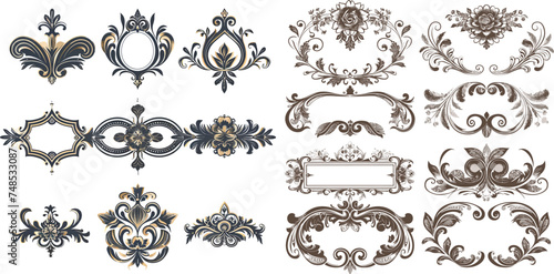 Set of Vintage Decorations Elements. Flourishes Calligraphic Ornaments and Frames