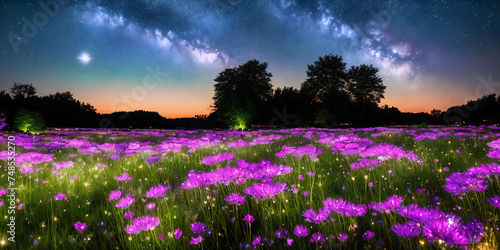Stardust Meadow. At twilight, a meadow blooms with luminescent flowers.