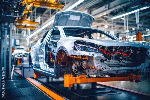 Modern car assembly plant Modern and high-tech automotive industry Automobile body conveyor belt © ORG