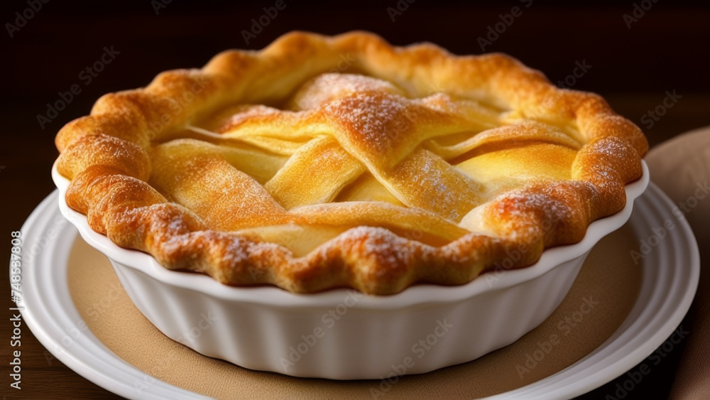 Apple pie on a wooden table. Traditional apple pie with apples. Apple pie on a wooden table. Traditional apple pie with apples.