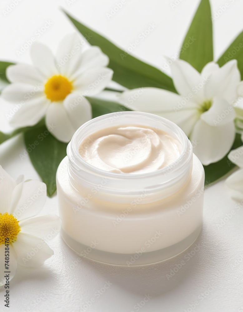 cosmetic cream with flower cosmetic cream with flower