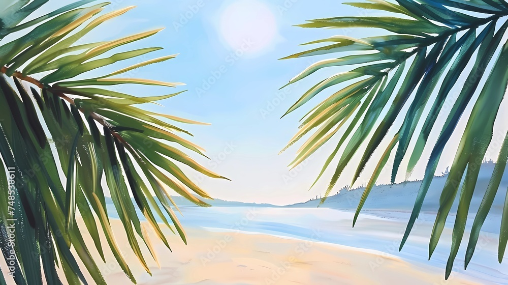 Fototapeta premium a postcard for a beach holiday, an advertising brochure of a seaside resort, summer, sun, sea, ocean